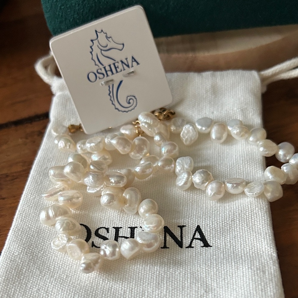 Oshena Designer Beachwear Elegant White baroque Pearl Necklace‎ NEW Release!